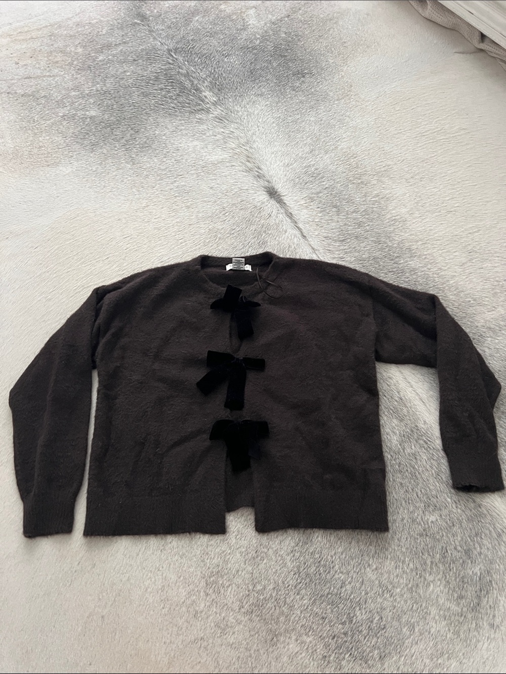 Women’s Purply brown  Sweater Cardigan with Velvet Bow Closures